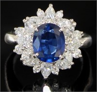 Platinum 3.72 ct Natural Sapphire & Diamond Ring