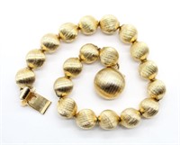 Pin Striped Gold Tone Bead Bracelet
