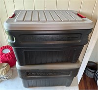 Pair of Action Packer Rubbermaid Totes