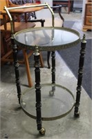 Brass Like & Glass Tea Cart 18D X 35H