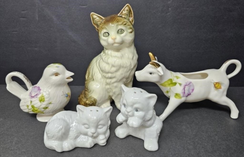 Kitty, Cow and Bird Creamers, Salt and Pepper