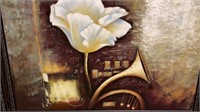 Large Flowered  French Horn on canvas