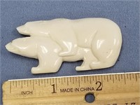 2.75" ivory brooch of Happy Bears    (k 131)