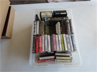 Music cassette & 8 track tapes w/totes.