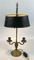 Brass & Metal Candlestick Lamp with Shade
