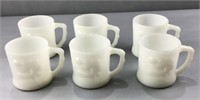 6 identical Vintage Fire King - Milk Glass Mug