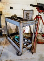 Rolling Metal Cart with Misc. Tools Including Air
