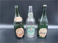 3 Antique Beer Bottles/Bouteilles de bière antique