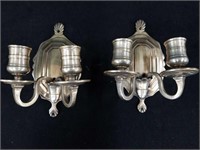 Pair of antique silver plated candle sconces