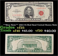 **Star Note** 1963 $5 Red Seal United States Note