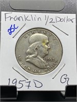 1957-D FRANKLIN SILVER HALF DOLLAR