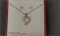 Genuine Crystal 18 inch Pendant and Earring set