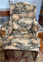 FLORAL SIDE CHAIR W/ ORNATE LEGS