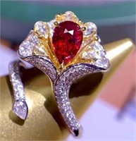 1.25ct Pigeon Blood Red Ruby Ring 18K Gold