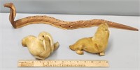 Plush Seal Figures & Wood Articulated Snake