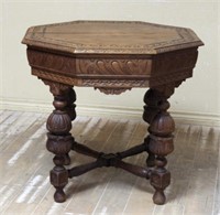 Continental Cup and Cover Leg Oak Salon Table.