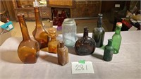 Antique bottles mason jar