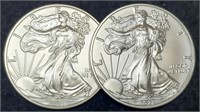 (2) 2021 Type 1 Silver Eagles