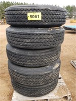 (5) 295/75R22.5 Tires on Rims