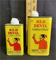 Vtg Red Devil Lighter Fluid Tin Cans