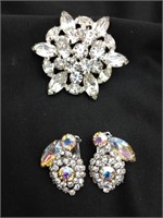 Weiss brooch and clip on earrings