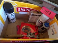 BOX OF ASSORTED ITEMS & EMPTY CASE