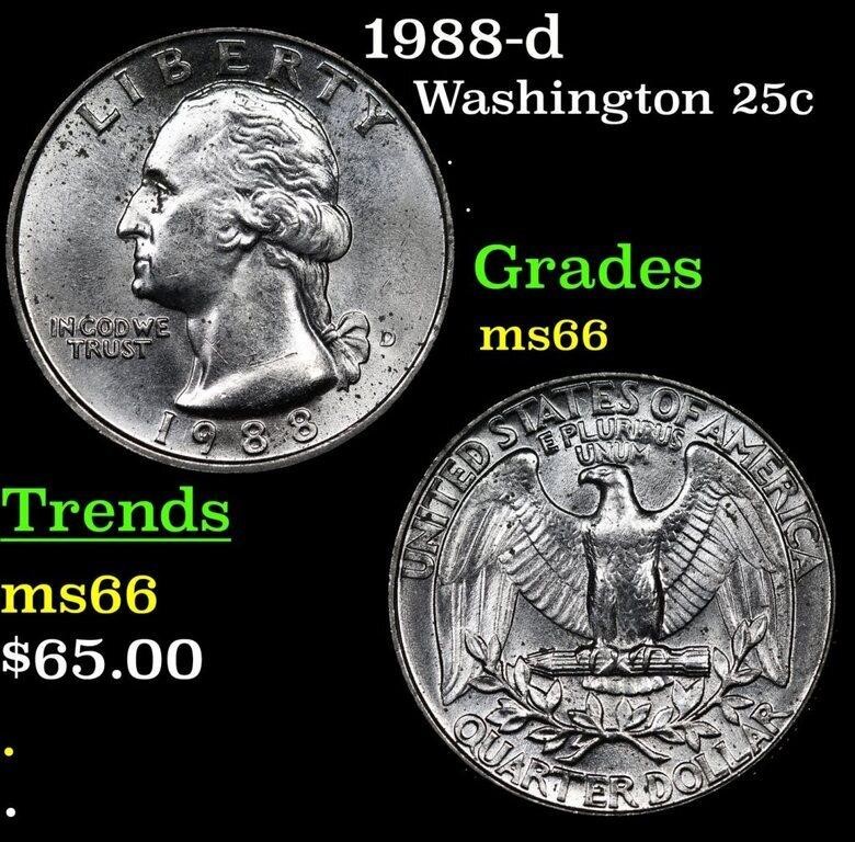 1988-d Washington Quarter 25c Grades GEM+ Unc