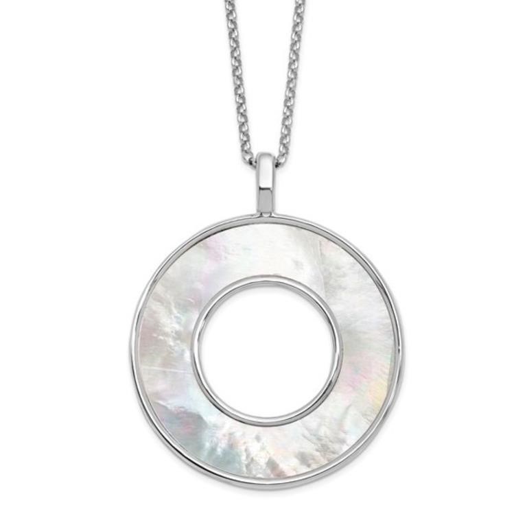 Sterling Silver MOP Circle Pendant Necklace