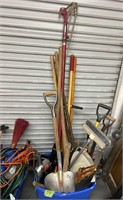 Tote of Assorted Yard Tools