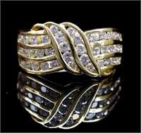 Diamond set 18ct yellow gold "knot" ring