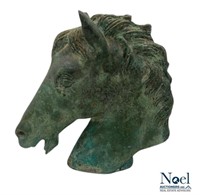 Antique Metal Horse Head Statue