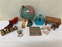 Glass Shoe, Small World Globe, Carved Soap Stone