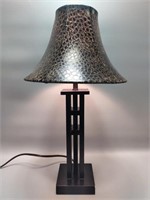 Table Lamp W/ Embossed Faux Leather Shade