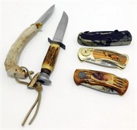 5 Knives - 2 Straight Blade & 3 Pocket