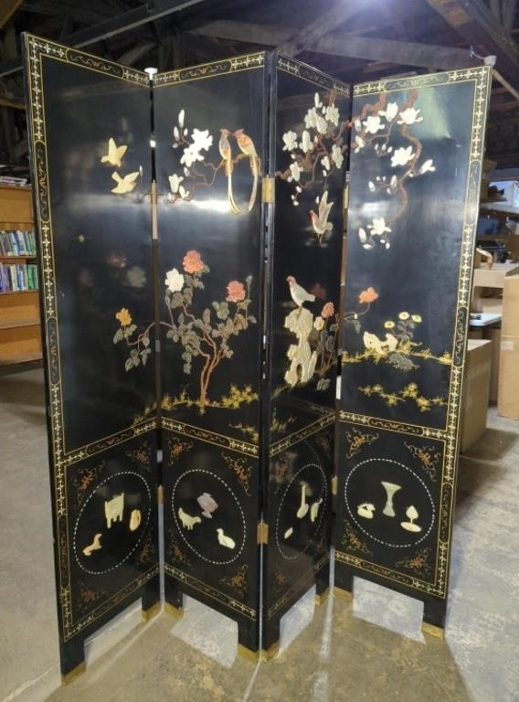 (F) Japanese Mother of Pearl Folding Screen