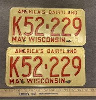 1973 America’s Dairyland Wisconsin License Plates