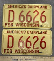 1973 America’s Dairyland Wisconsin License Plates
