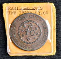 1828 40 REIS FINE BRAZIL COIN Brasil