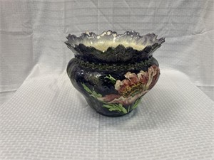Austria Flower Porcelain Planter/vase: 13 x 11,