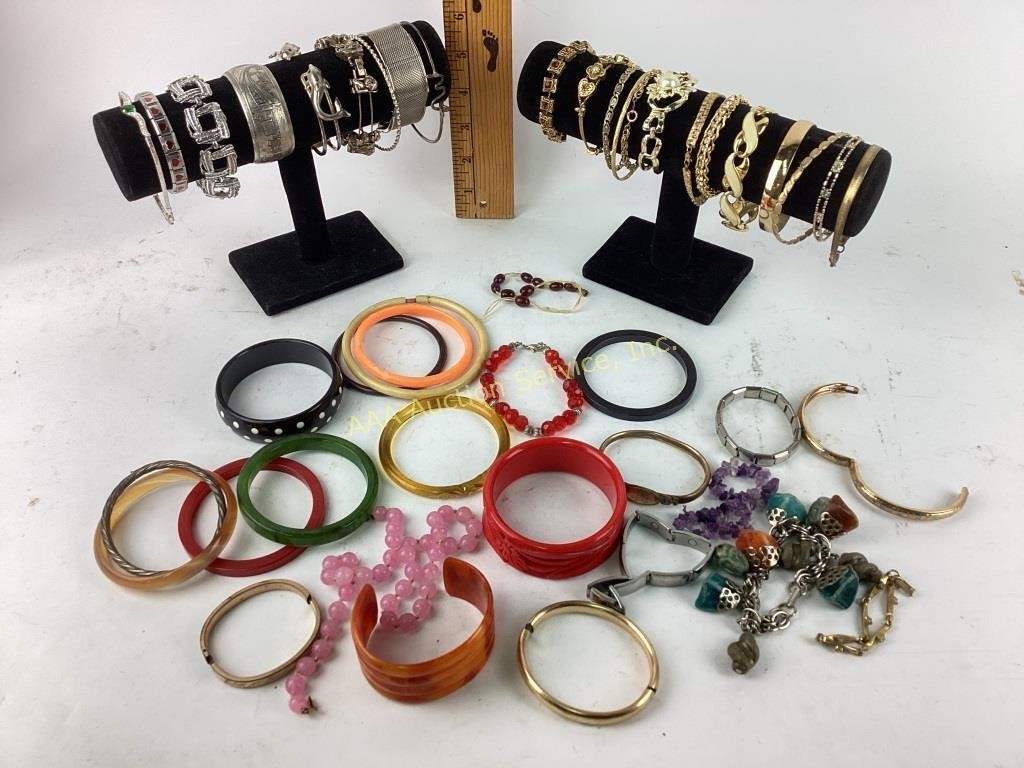 Costume jewelry bracelets including old gold