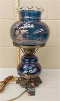 Vintage Hurricane Floral Table Lamp 19" t