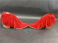 Low Top Fringe Red Boots size 8.5