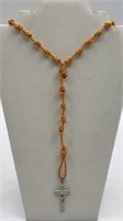 Knotted Cord Rosary W/ Plastic Cross Charm