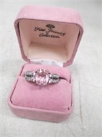 925 Marked Ring w/ Pink Stone Size 11 - 4.8 Grams