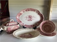 Vintage English Transfer PINK Beige 6 pc 
Small