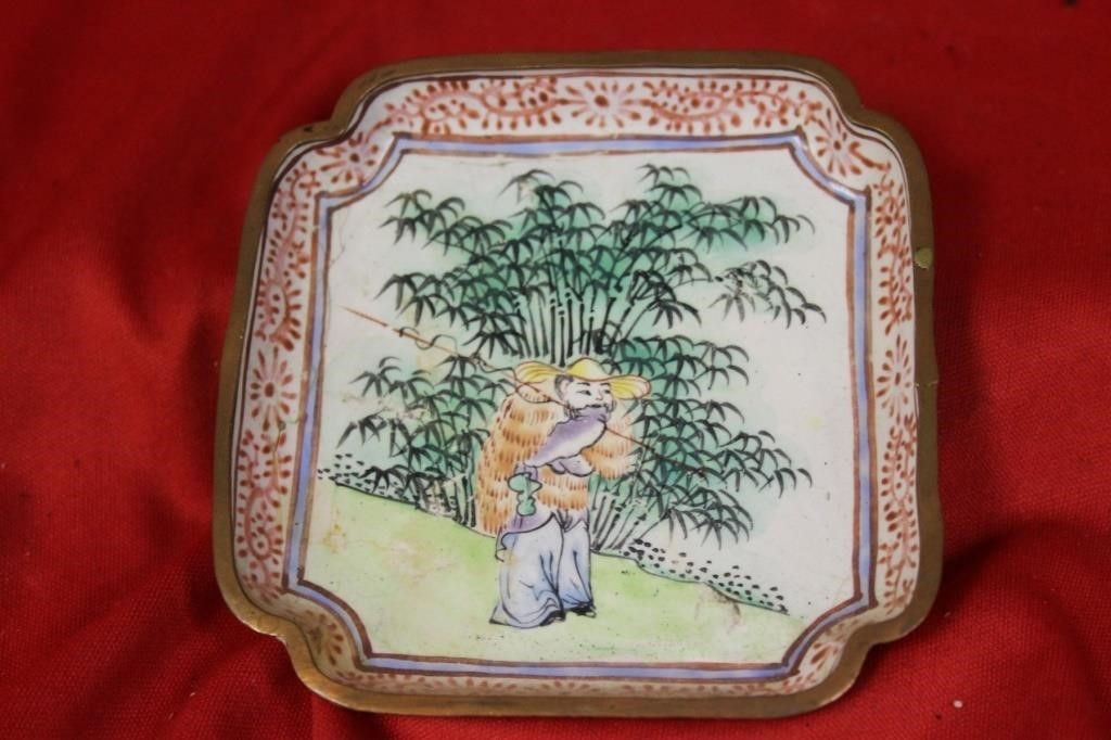 A Chinese Canton Enamel Small Square Dish