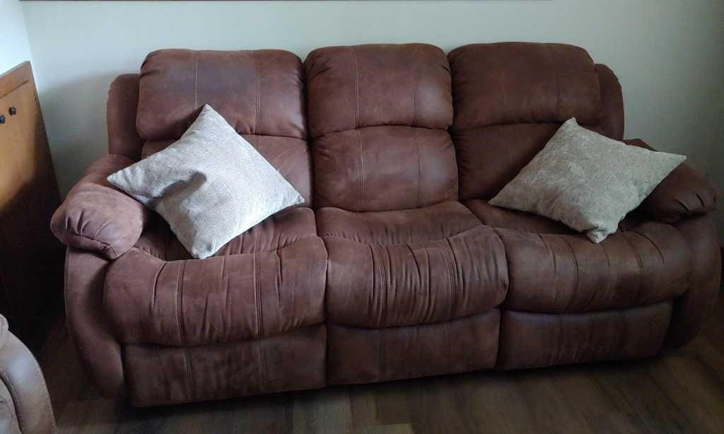 Leather Type Double Recliner Couch