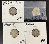 (4) US Assorted Mercury Dimes