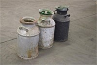 (3) Vintage Milk Cans With Covers