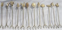 12 VINTAGE MEXICO STERLING COCTAIL PICKS